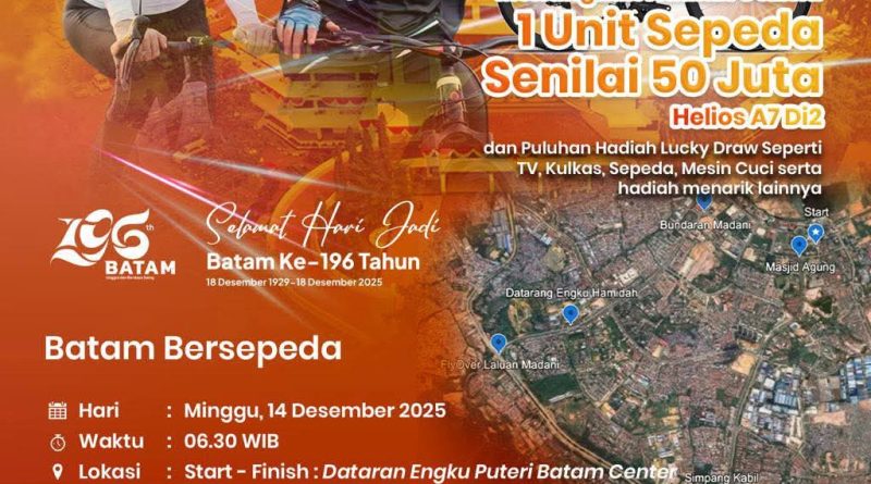 Batam Bersepeda Semarakkan HJB ke-196, Hadiah Utama Sepeda Bernilai Rp50 Juta