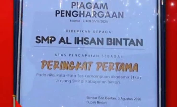 SMP Al Ihsan Raih TKA Tertinggi di Bintan