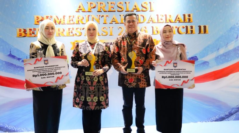 Daerah Berprestasi, Bintan Raih 2 Penghargaan Bergengsi dari Kemendagri