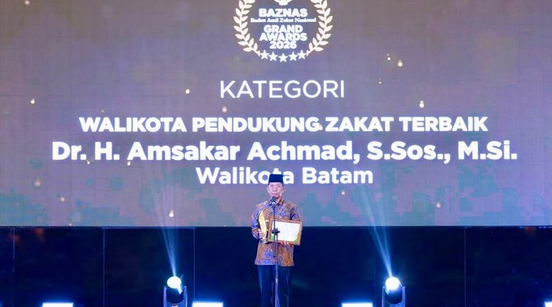 Amsakar Raih Penghargaan Wali Kota Pendukung Zakat Terbaik 2026